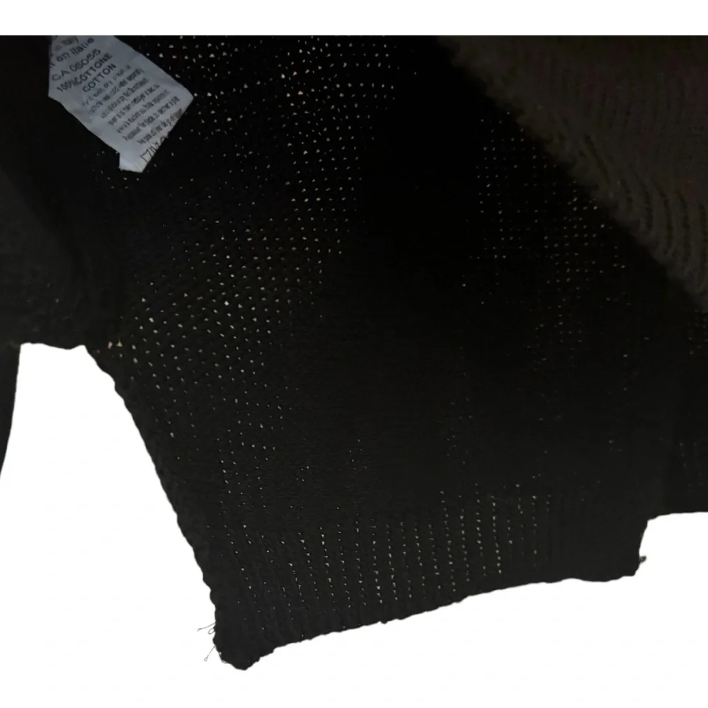 NWT M MADE IN ITALY 100% Cotton Black Sweater - Picture 5 of 6